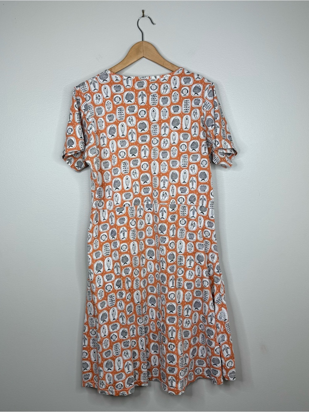 Svaha Novelty Fish Print Scoop Neck Dress Pockets XL - Picture 6 of 7